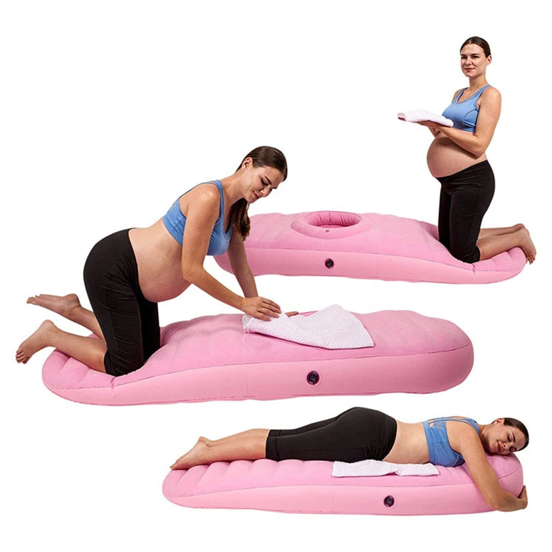 Inflatable Maternity Pillow – Adjustable Air Bed with Belly Support Hole