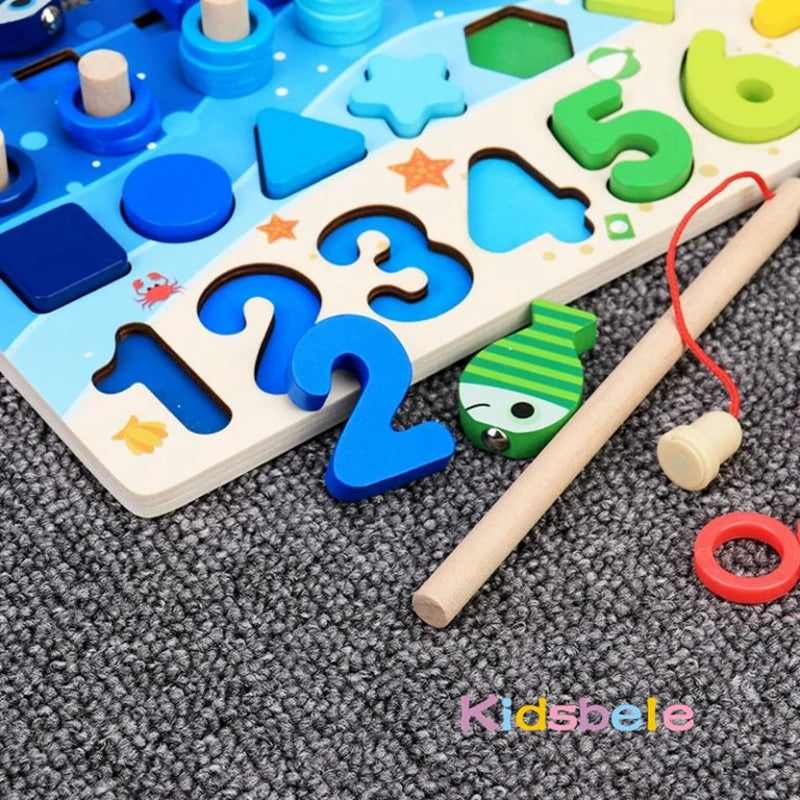 Montessori Wooden Magnetic Fishing Puzzle Toy – Educational Board Game for Toddlers