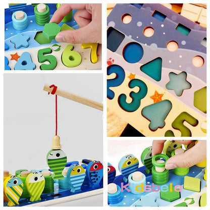 Montessori Wooden Magnetic Fishing Puzzle Toy – Educational Board Game for Toddlers