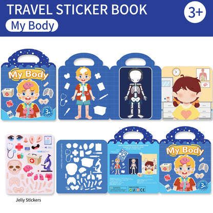 Reusable DIY Sticker Book – Multi-Theme Montessori Bubble Stickers for Kids