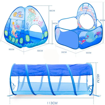 3-in-1 Ball Pool Baby Play Tent with Tunnel
