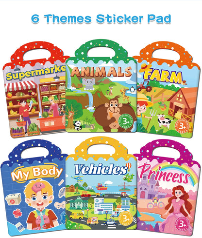 Reusable DIY Sticker Book – Multi-Theme Montessori Bubble Stickers for Kids
