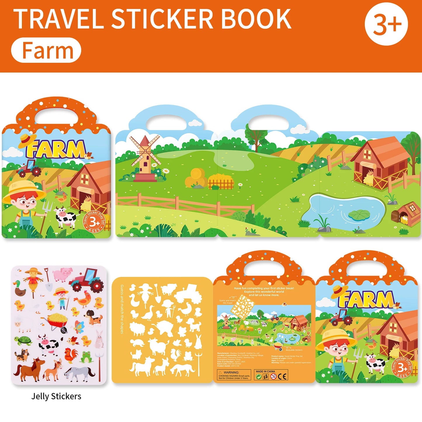 Reusable DIY Sticker Book – Multi-Theme Montessori Bubble Stickers for Kids
