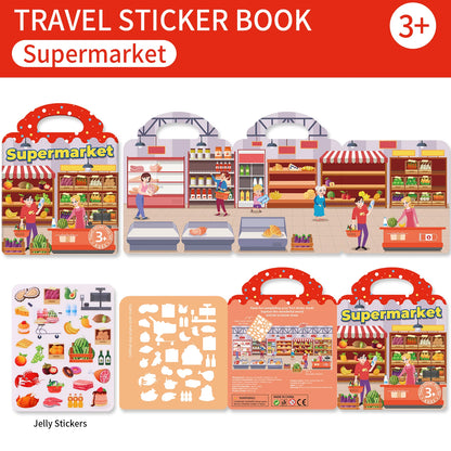Reusable DIY Sticker Book – Multi-Theme Montessori Bubble Stickers for Kids