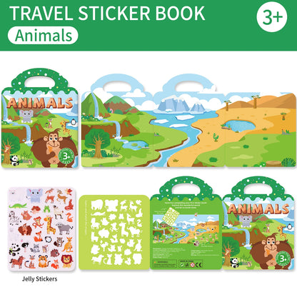 Reusable DIY Sticker Book – Multi-Theme Montessori Bubble Stickers for Kids