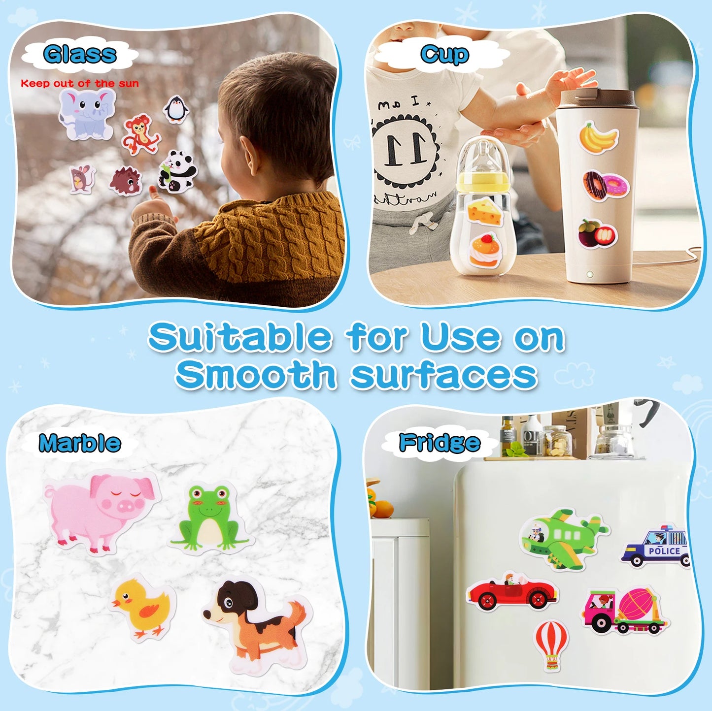 Reusable DIY Sticker Book – Multi-Theme Montessori Bubble Stickers for Kids