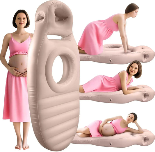 Inflatable Maternity Pillow – Adjustable Air Bed with Belly Support Hole