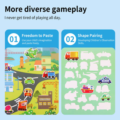 Reusable DIY Sticker Book – Multi-Theme Montessori Bubble Stickers for Kids